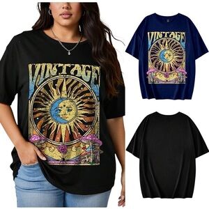 Vintage Design Graphic T-Shirt in Midnight Short Sleeve Crew Neck New! Size 1XL